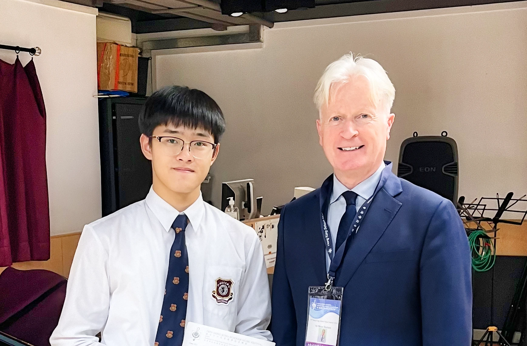 Photo taken on 3 Mar 2024 of HKSMF competition with the adjudicator.